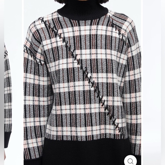 3.1 Phillip Lim Sweater Size Medium Wool Plaid Jacquard Oversized Womens - Picture 8 of 8